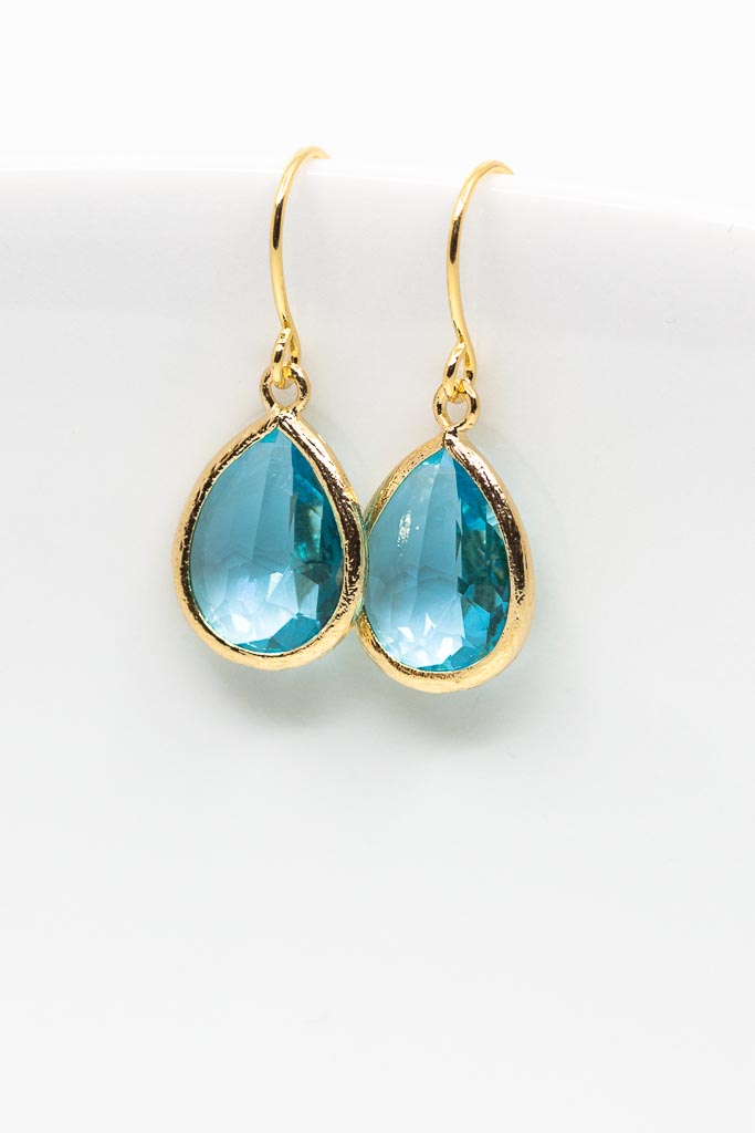 Ohrringe Saranda vergoldet Aquamarin - Catalea - Schlichter Schmuck - Minimalistischer Schmuck - Modeschmuck