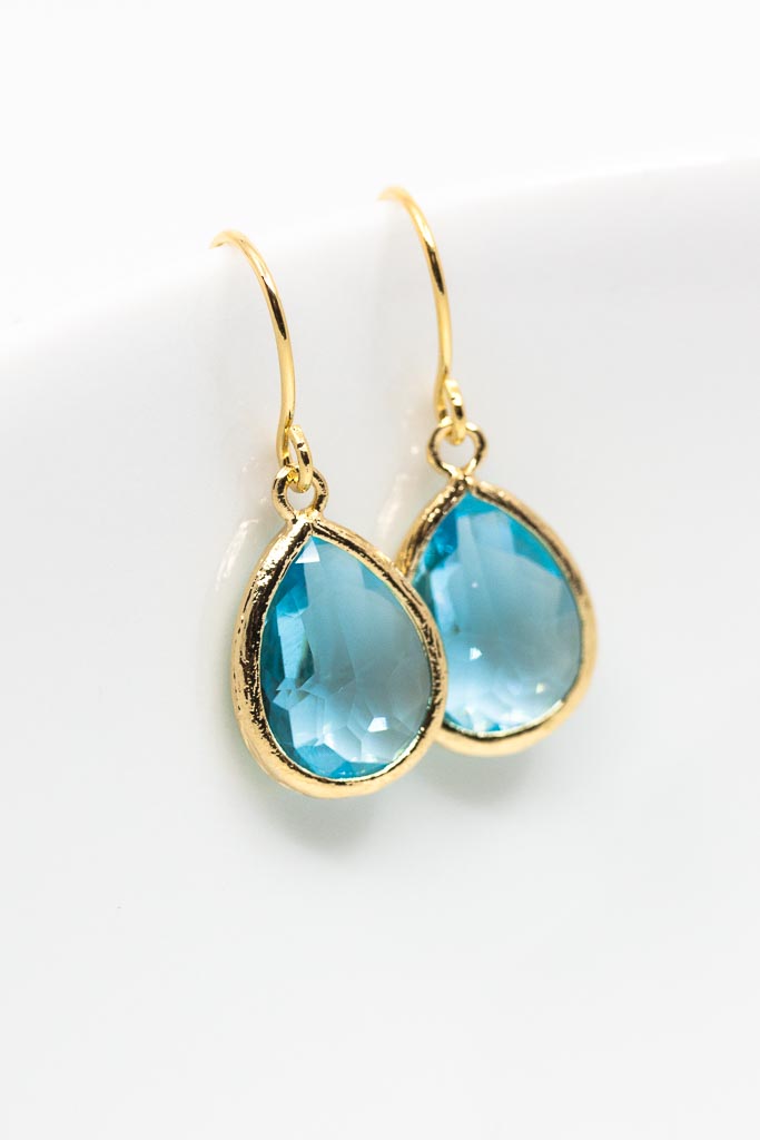 Ohrringe Saranda vergoldet Aquamarin - Catalea - Schlichter Schmuck - Minimalistischer Schmuck - Modeschmuck