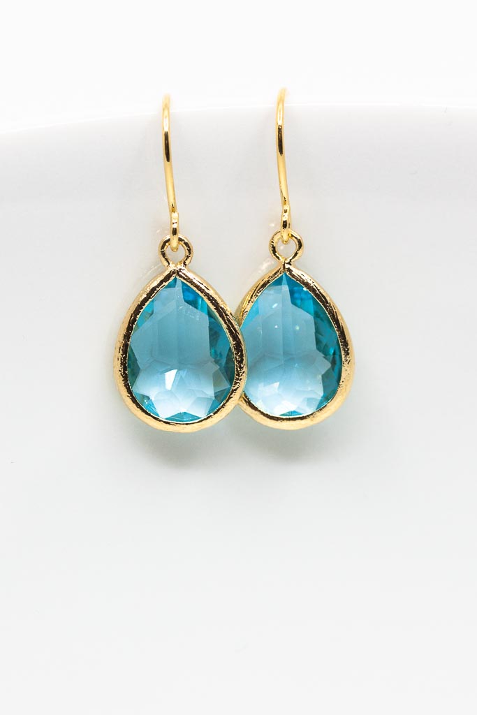 Ohrringe Saranda vergoldet Aquamarin - Catalea - Schlichter Schmuck - Minimalistischer Schmuck - Modeschmuck