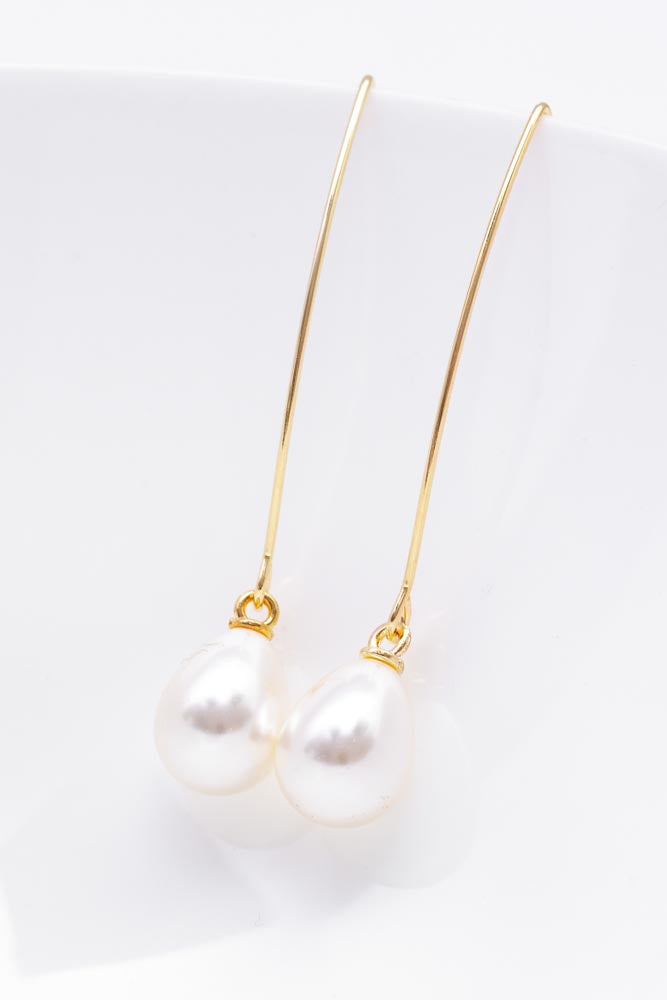 Ohrringe vergoldet Perlen Tropfen Haken - Catalea - Schlichter Schmuck - Minimalistischer Schmuck - Modeschmuck