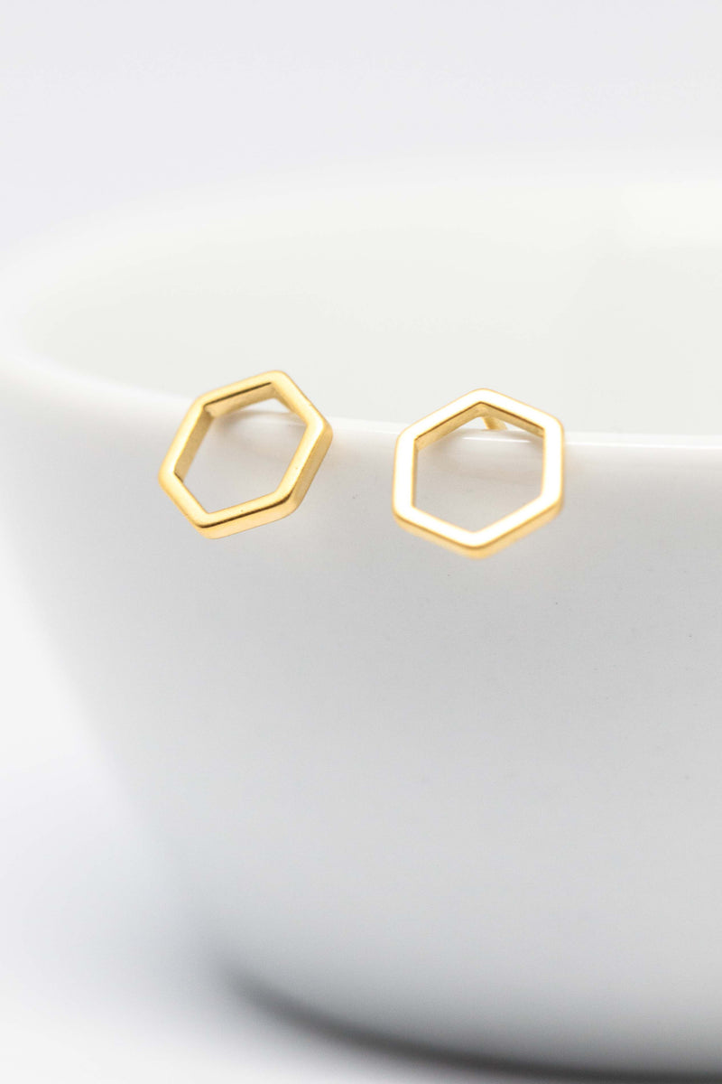 Ohrringe vergoldet Hexagon matt - Catalea - Schlichter Schmuck - Minimalistischer Schmuck - Modeschmuck