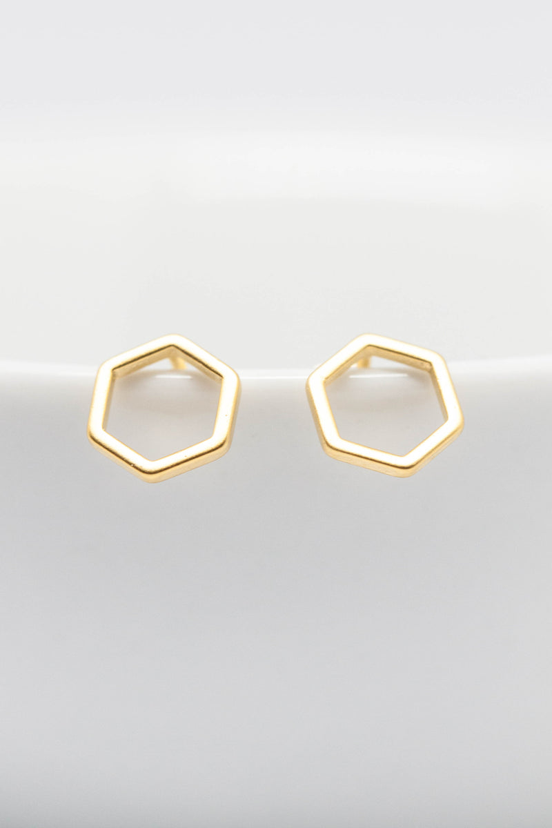 Ohrringe vergoldet Hexagon matt - Catalea - Schlichter Schmuck - Minimalistischer Schmuck - Modeschmuck