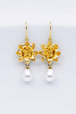 Ohrringe vergoldet Blume Perle