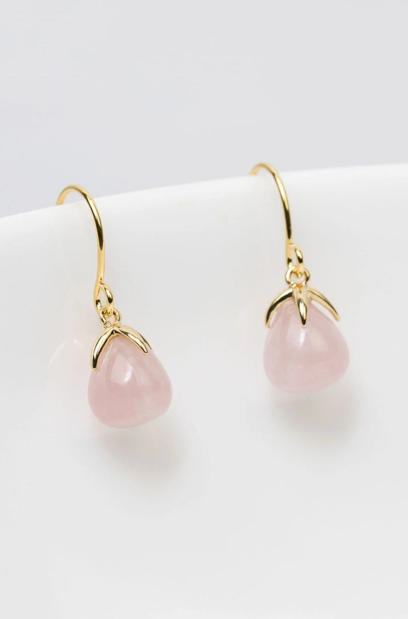 Ohrringe Rimini vergoldet Rosenquarz - Catalea - Schlichter Schmuck - Minimalistischer Schmuck - Modeschmuck