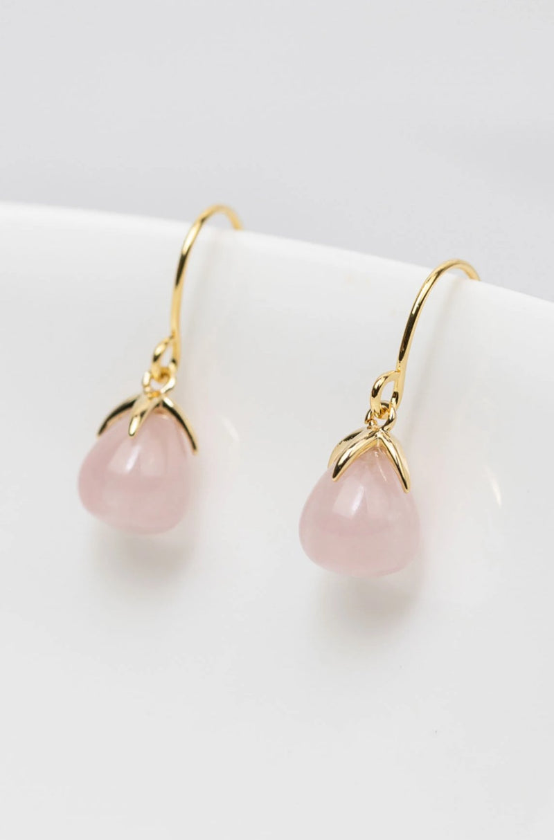 Ohrringe Rimini vergoldet Rosenquarz - Catalea - Schlichter Schmuck - Minimalistischer Schmuck - Modeschmuck