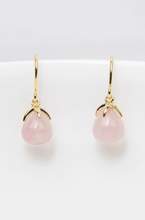 Ohrringe Rimini vergoldet Rosenquarz - Catalea - Schlichter Schmuck - Minimalistischer Schmuck - Modeschmuck