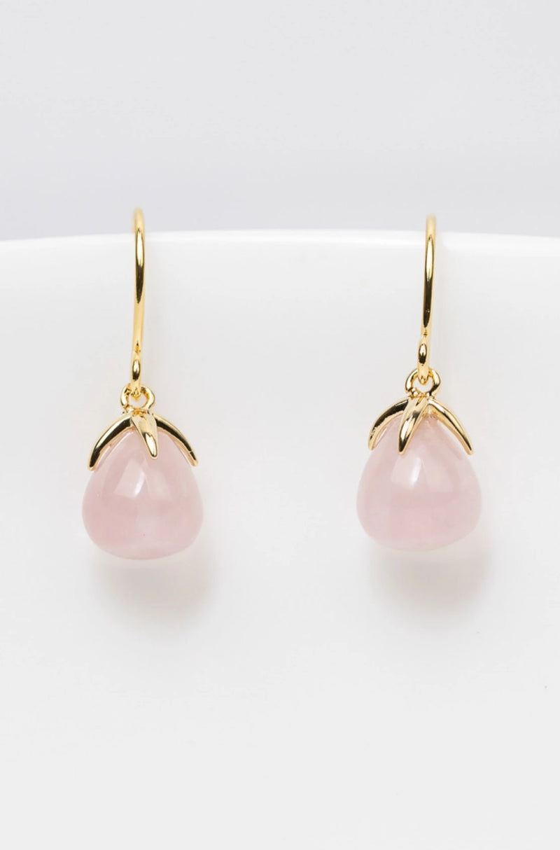 Ohrringe Rimini vergoldet Rosenquarz - Catalea - Schlichter Schmuck - Minimalistischer Schmuck - Modeschmuck