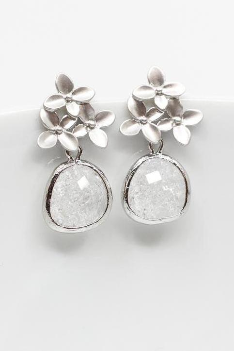 Ohrringe Amsterdam versilbert Kristall Blumen - Catalea - Schlichter Schmuck - Minimalistischer Schmuck - Modeschmuck