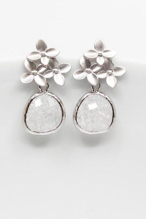 Ohrringe Amsterdam versilbert Kristall Blumen - Catalea - Schlichter Schmuck - Minimalistischer Schmuck - Modeschmuck