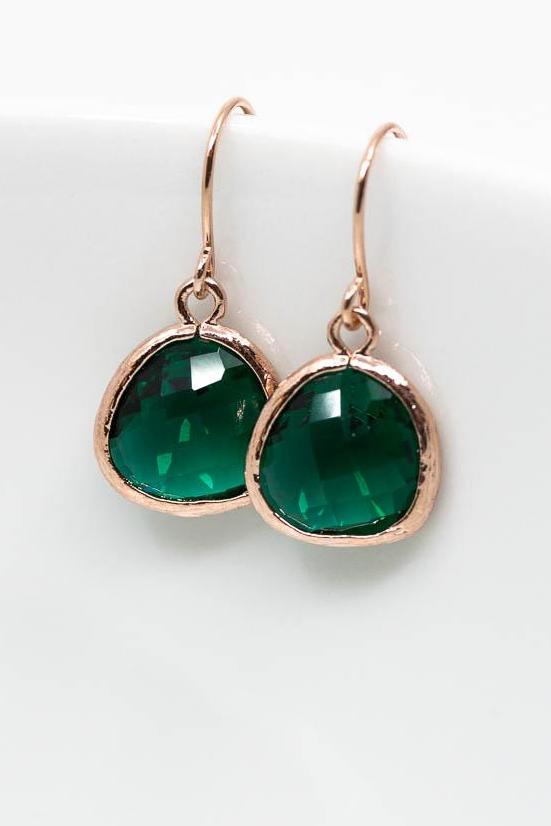 Ohrringe Ravenna rosevergoldet Grün - Catalea - Schlichter Schmuck - Minimalistischer Schmuck - Modeschmuck