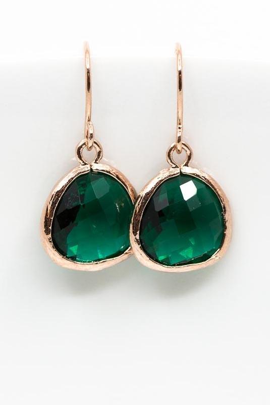 Ohrringe Ravenna rosevergoldet Grün - Catalea - Schlichter Schmuck - Minimalistischer Schmuck - Modeschmuck