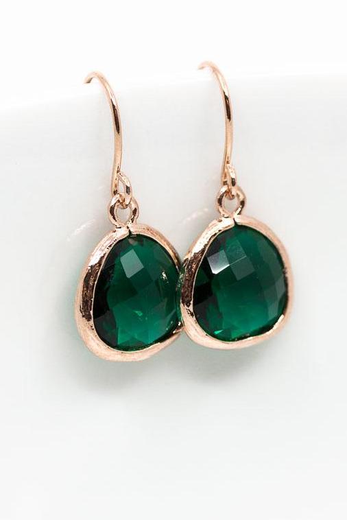 Ohrringe Ravenna rosevergoldet Grün - Catalea - Schlichter Schmuck - Minimalistischer Schmuck - Modeschmuck