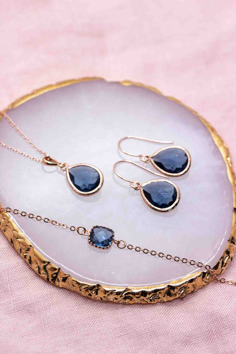 Schmuckset Rosegold Blau Saranda