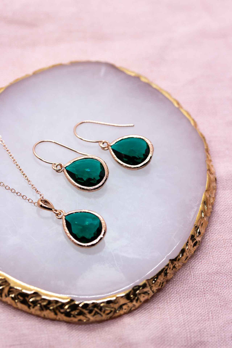 Schmuckset Rosegold Grün Saranda