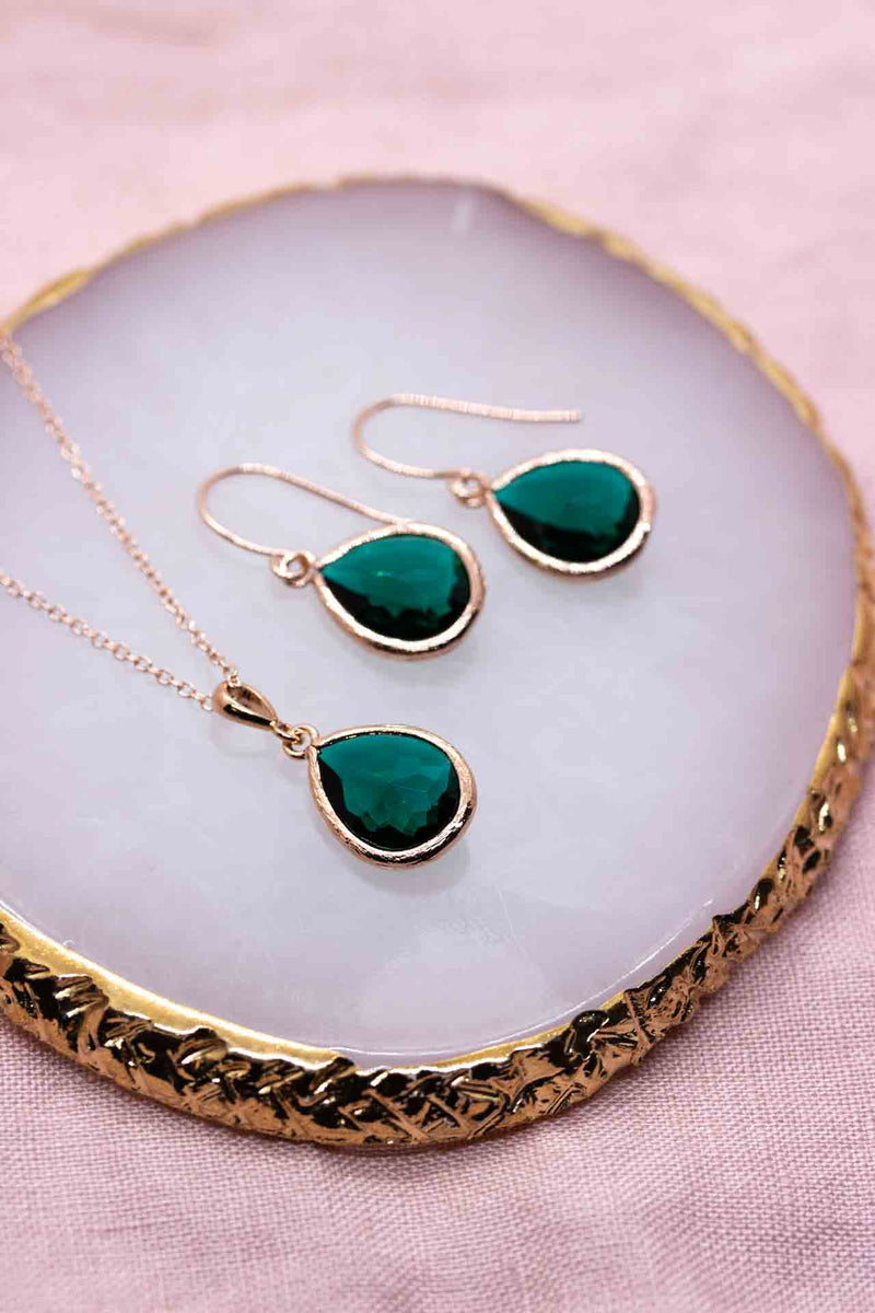 Schmuckset Rosegold Grün Saranda